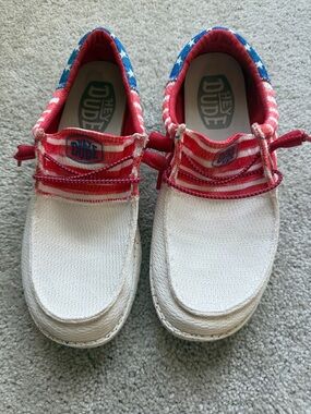 Hey Dude womens White, Red & Blue Slip-On Casual Sneakers